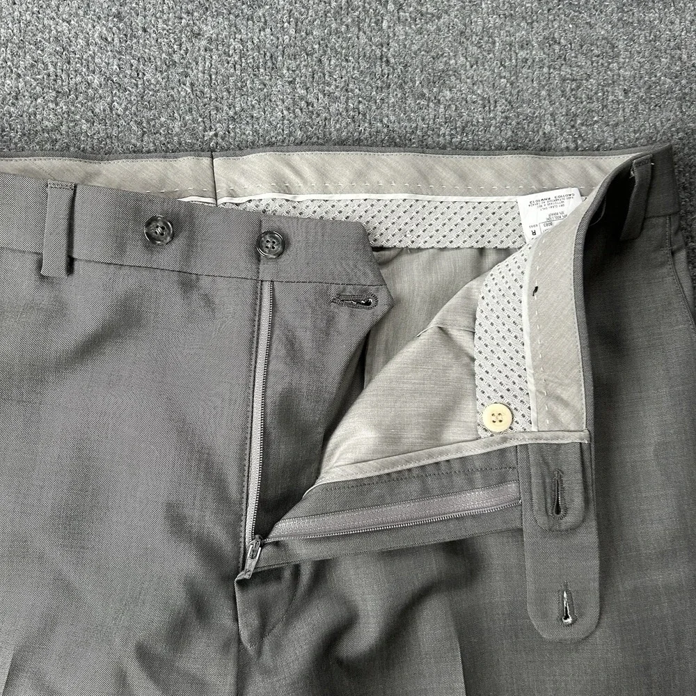 Riviera by‎ Jack Victor Pants Men 40 Kobe Grey Kid Mohair Wool Blend Unhemmed